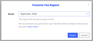 Tenants Tax Report Preview
